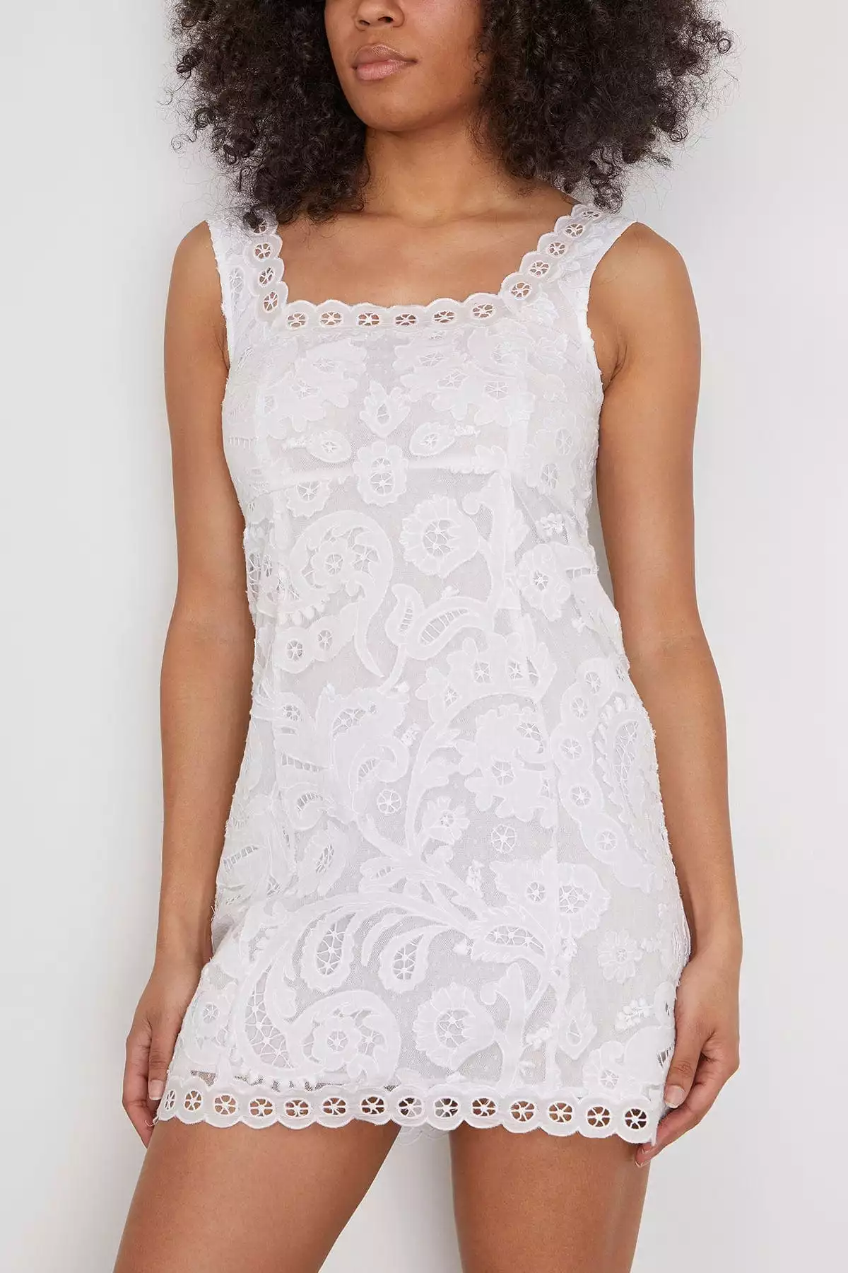 Lovina Embroidery Tank Dress in Cream