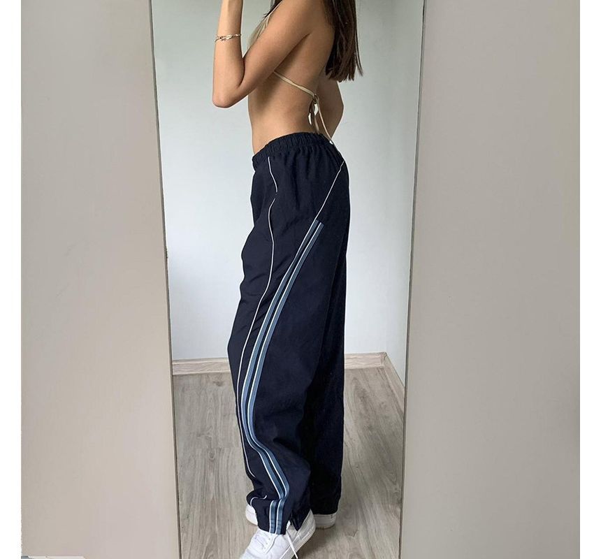 Low Rise Striped Loose-Fit Wide-Leg Sweatpants dd3