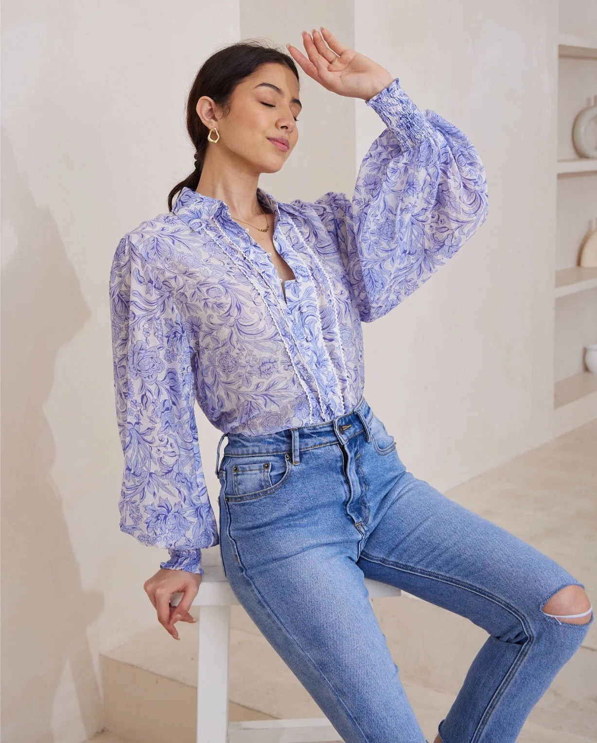 Maya Bohemian Blouse - Lavender Hues