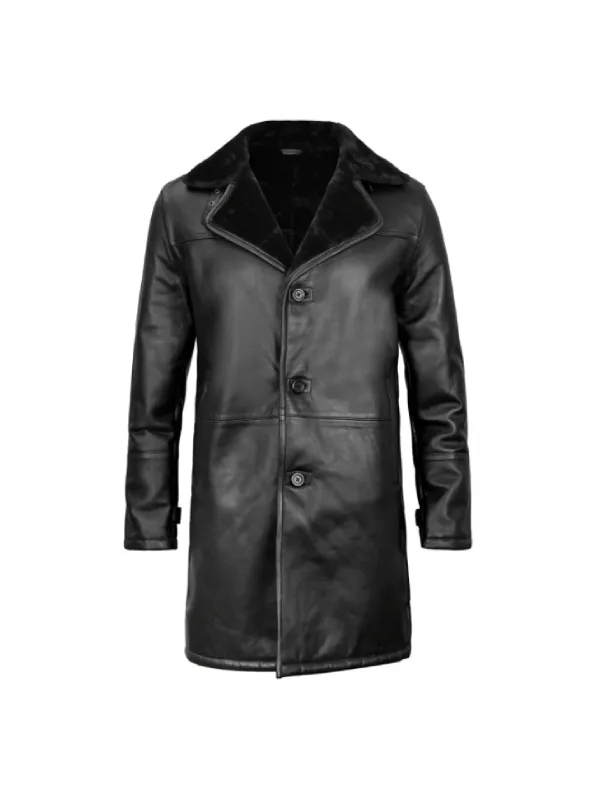 Men’s Shearling Black Leather Coat