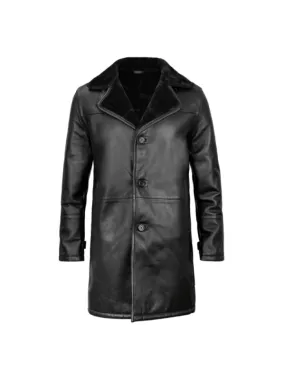 Men’s Shearling Black Leather Coat