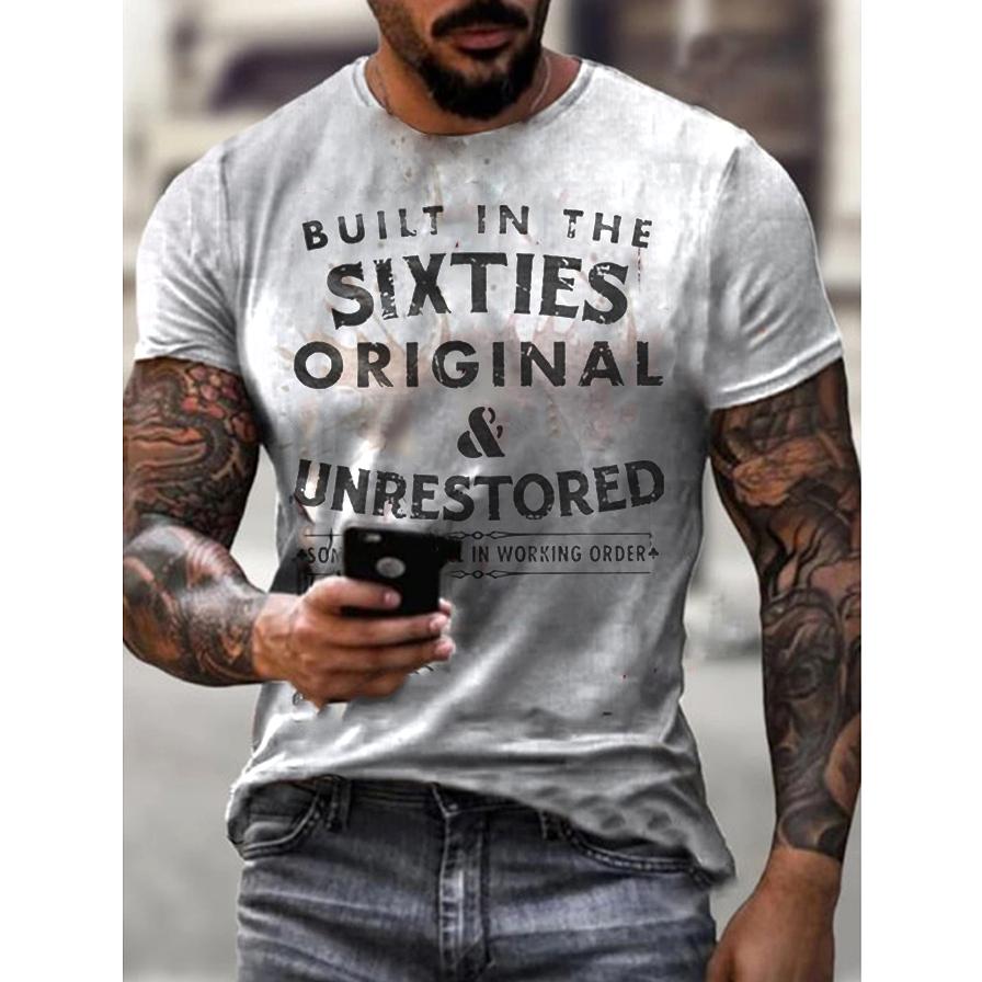 Mens Built In The Sixties Unrestored Motorcy Printed T-shirt