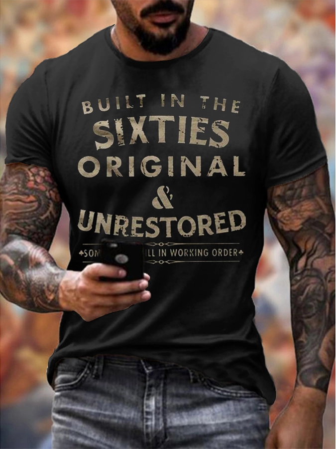 Mens Built In The Sixties Unrestored Motorcy Printed T-shirt