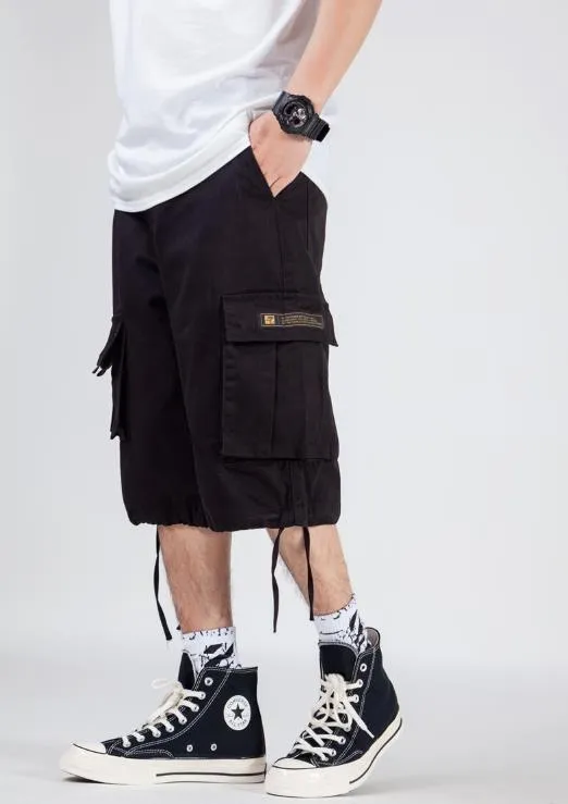 Men's Summer Elastic Waist Baggy Multi Pocket Cargo Wide Leg Shorts