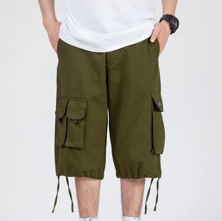 Men's Summer Elastic Waist Baggy Multi Pocket Cargo Wide Leg Shorts