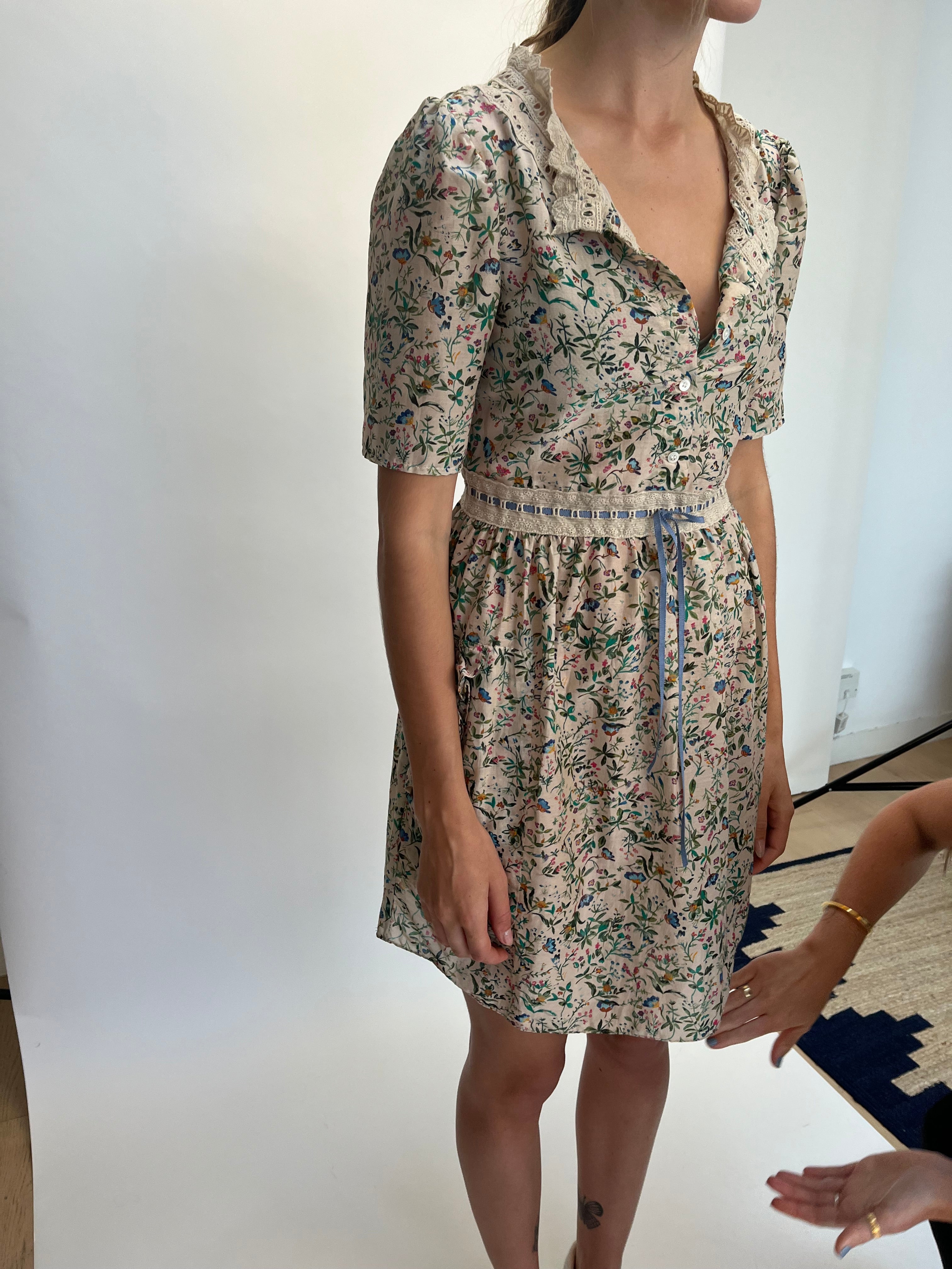 Mini Botanical Print Cotton-Silk SOPHIA Dress