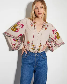 Monsoon Kara Floral Ruffle Blouse