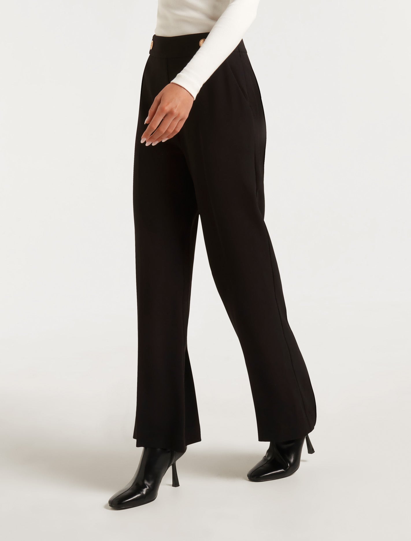 Naomi Petite Button Wide Leg Pants