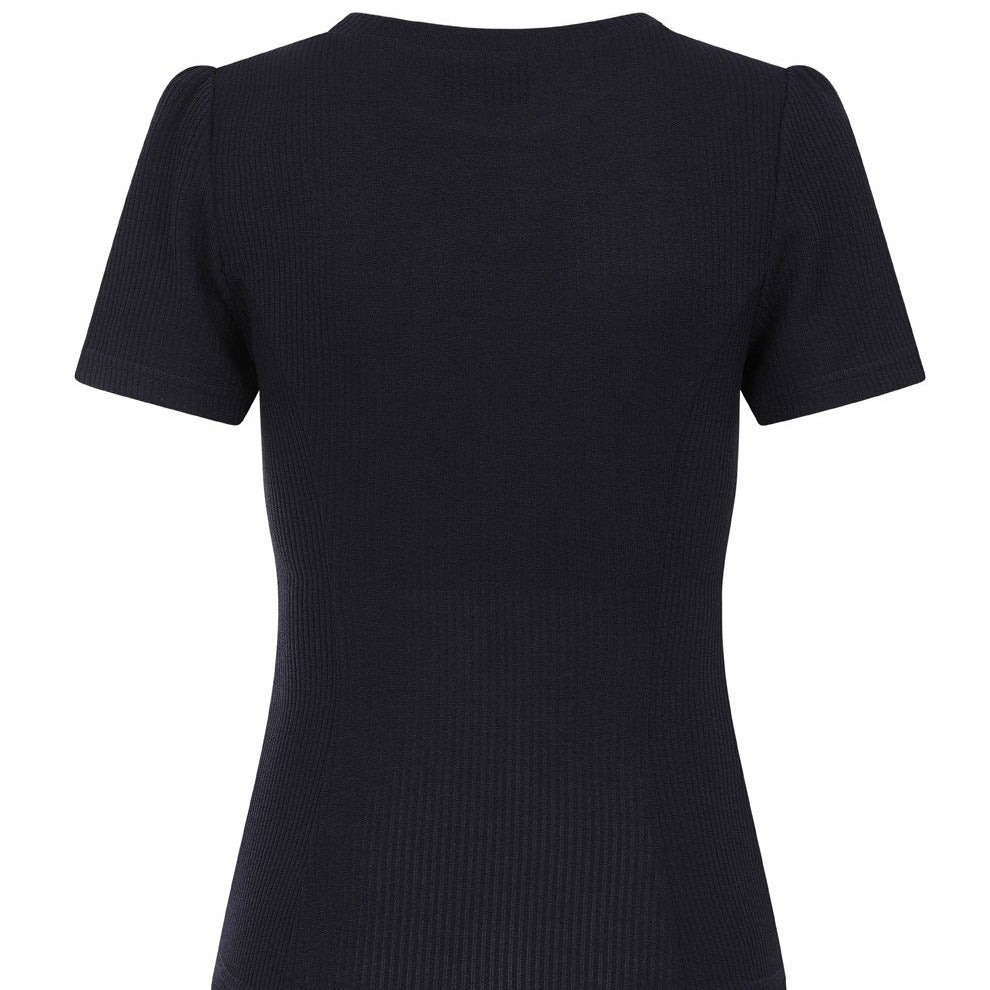 Navy Blue Vintage Ribbed Knitted Top