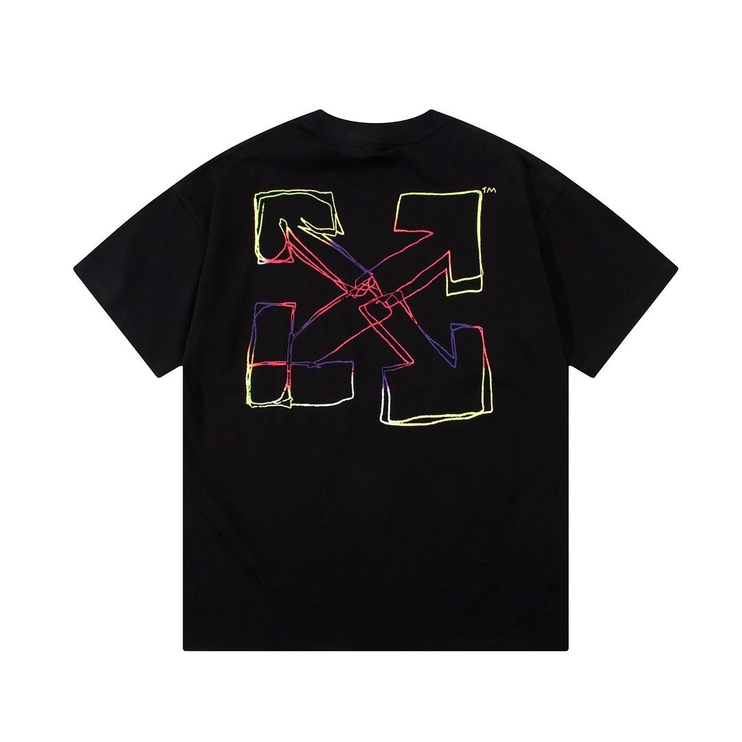 OFF-WHITE character curve hand-painted LOGO printed short-sleeved T-shirt Black 12.12