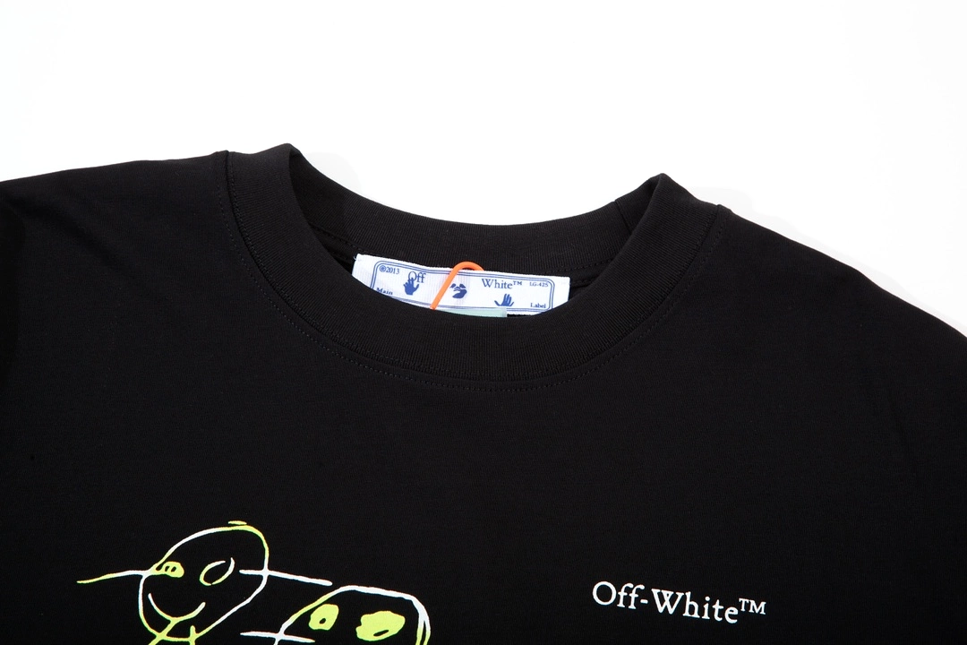 OFF-WHITE character curve hand-painted LOGO printed short-sleeved T-shirt Black 12.12