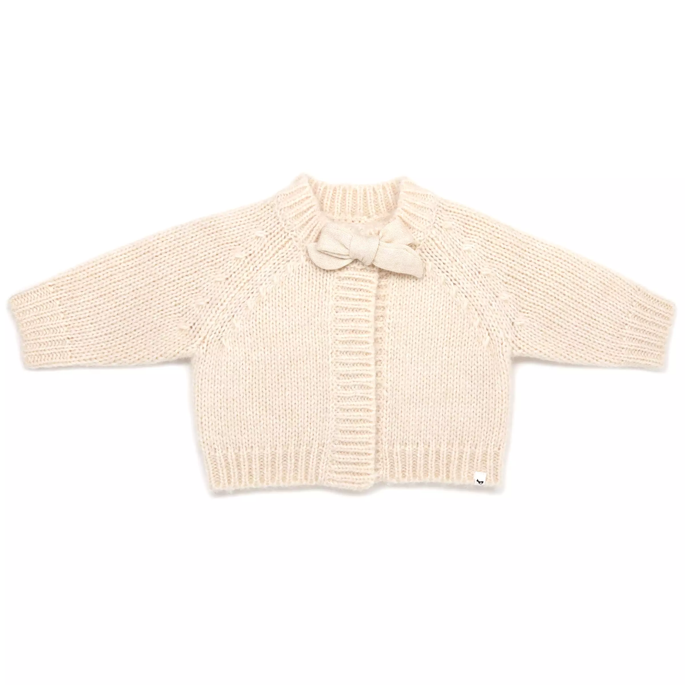 oh baby! Scandi Bow Knit Cardigan - Heather Cream