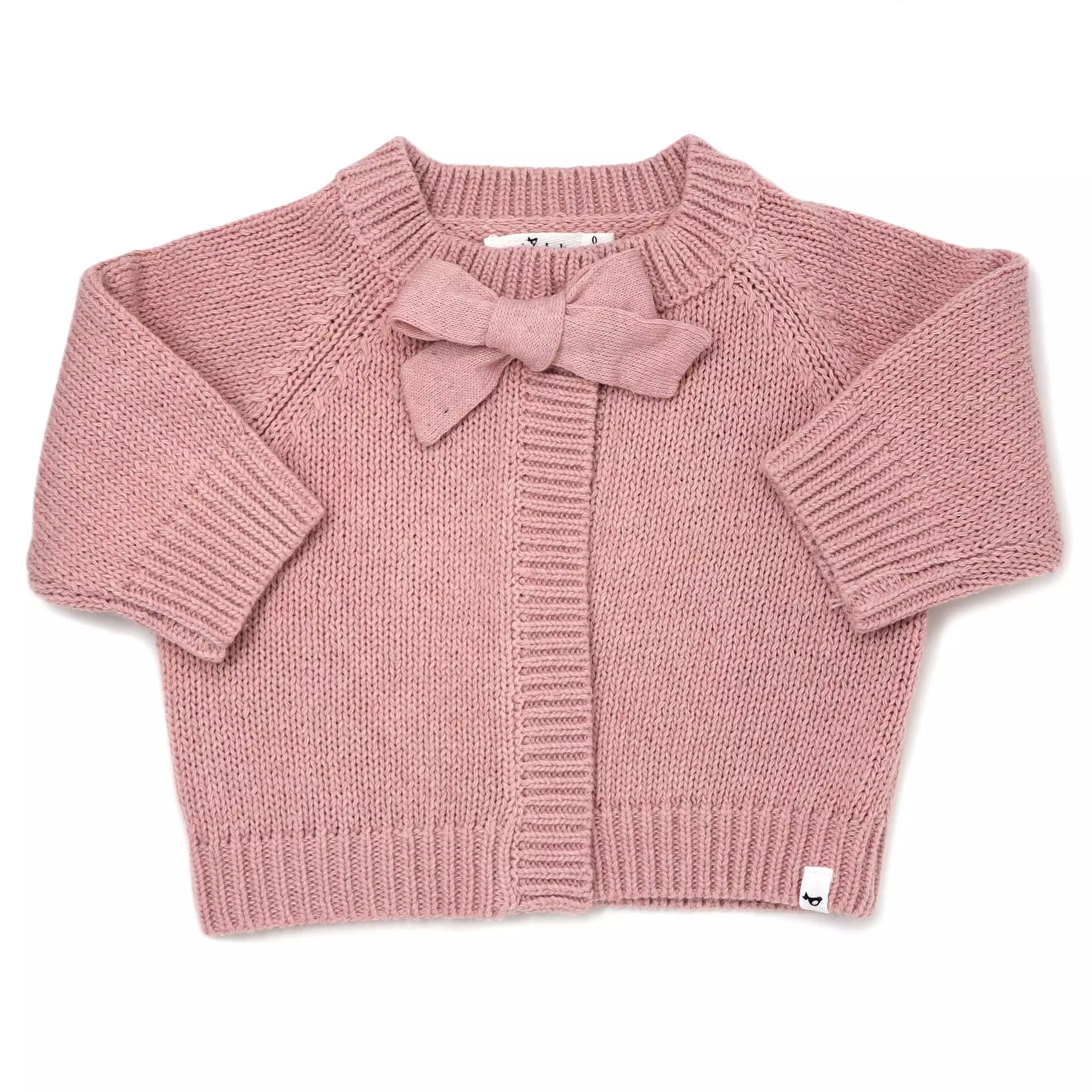 oh baby! Scandi Bow Knit Cardigan - Vintage Rose