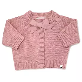 oh baby! Scandi Bow Knit Cardigan - Vintage Rose