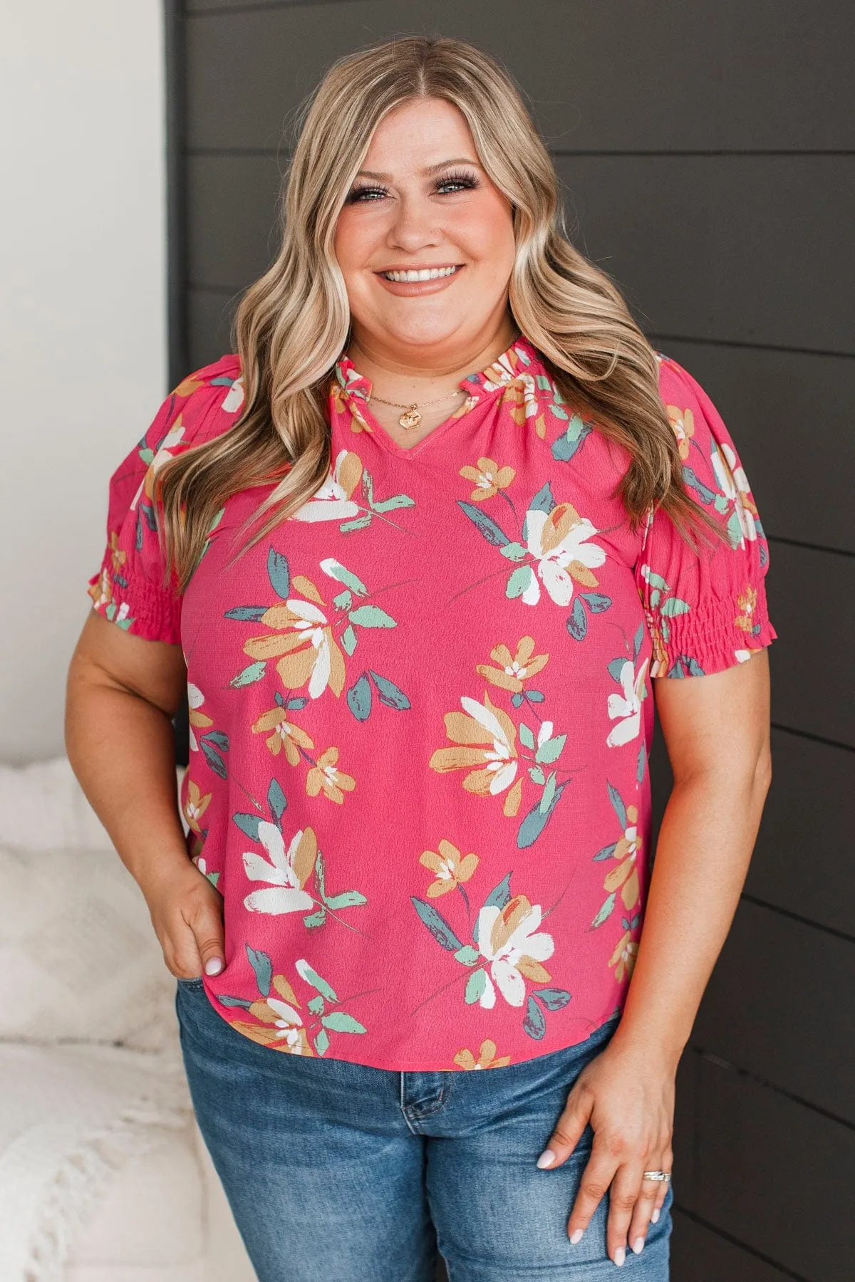 On My Agenda Floral Blouse- Coral