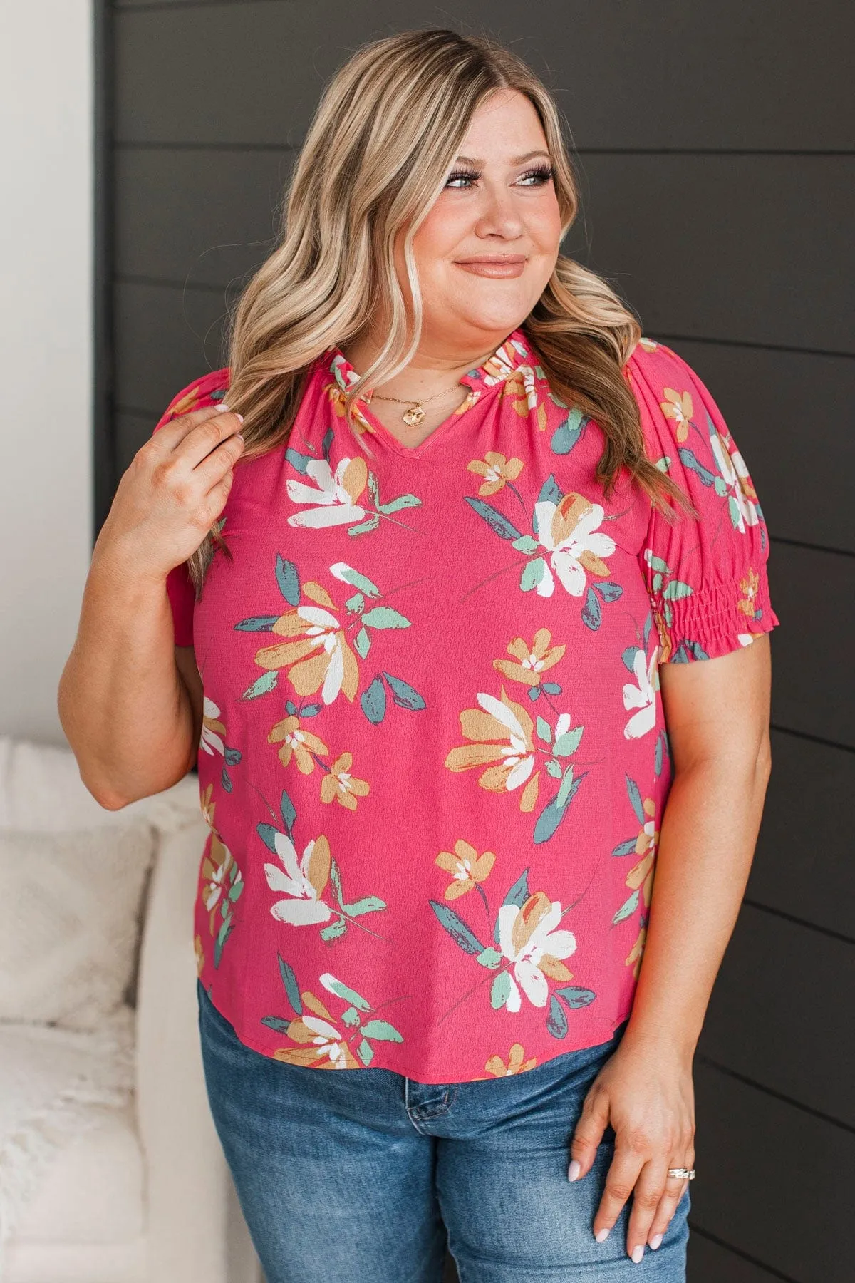 On My Agenda Floral Blouse- Coral