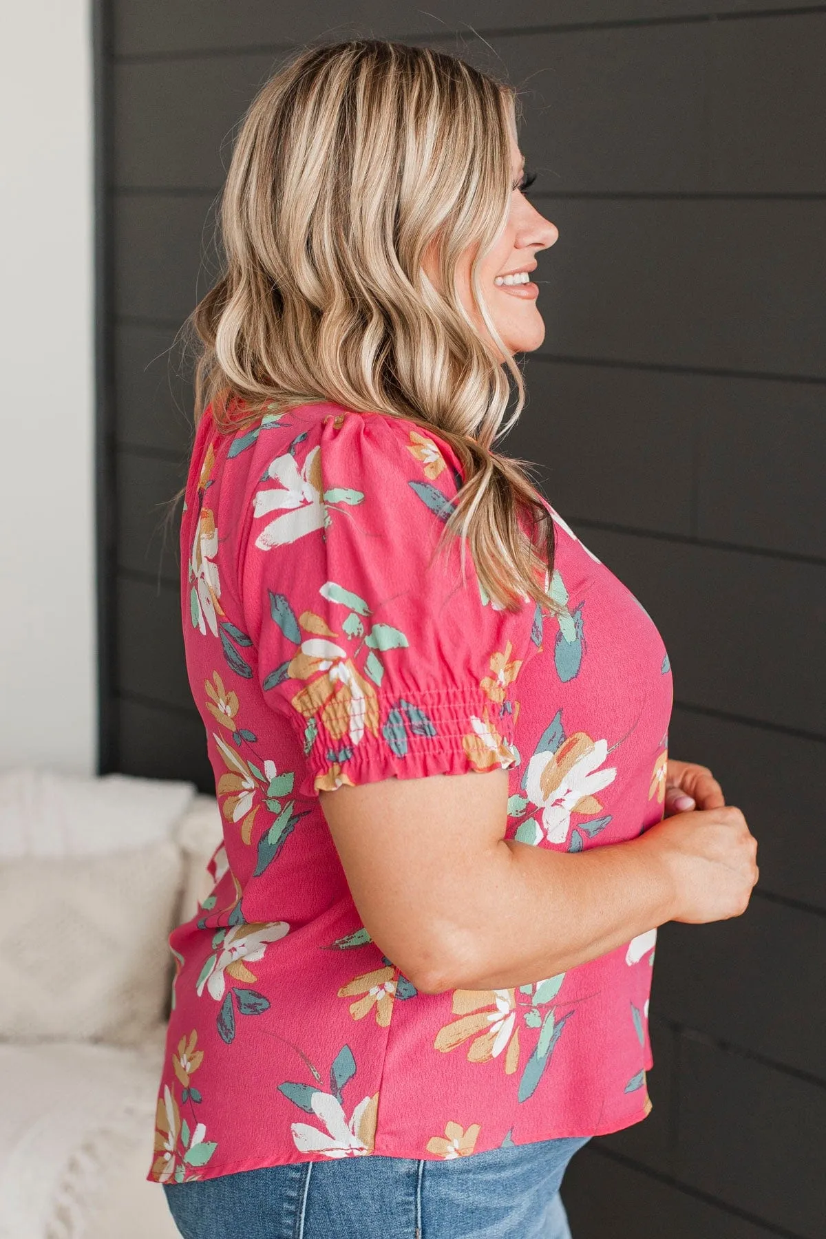 On My Agenda Floral Blouse- Coral