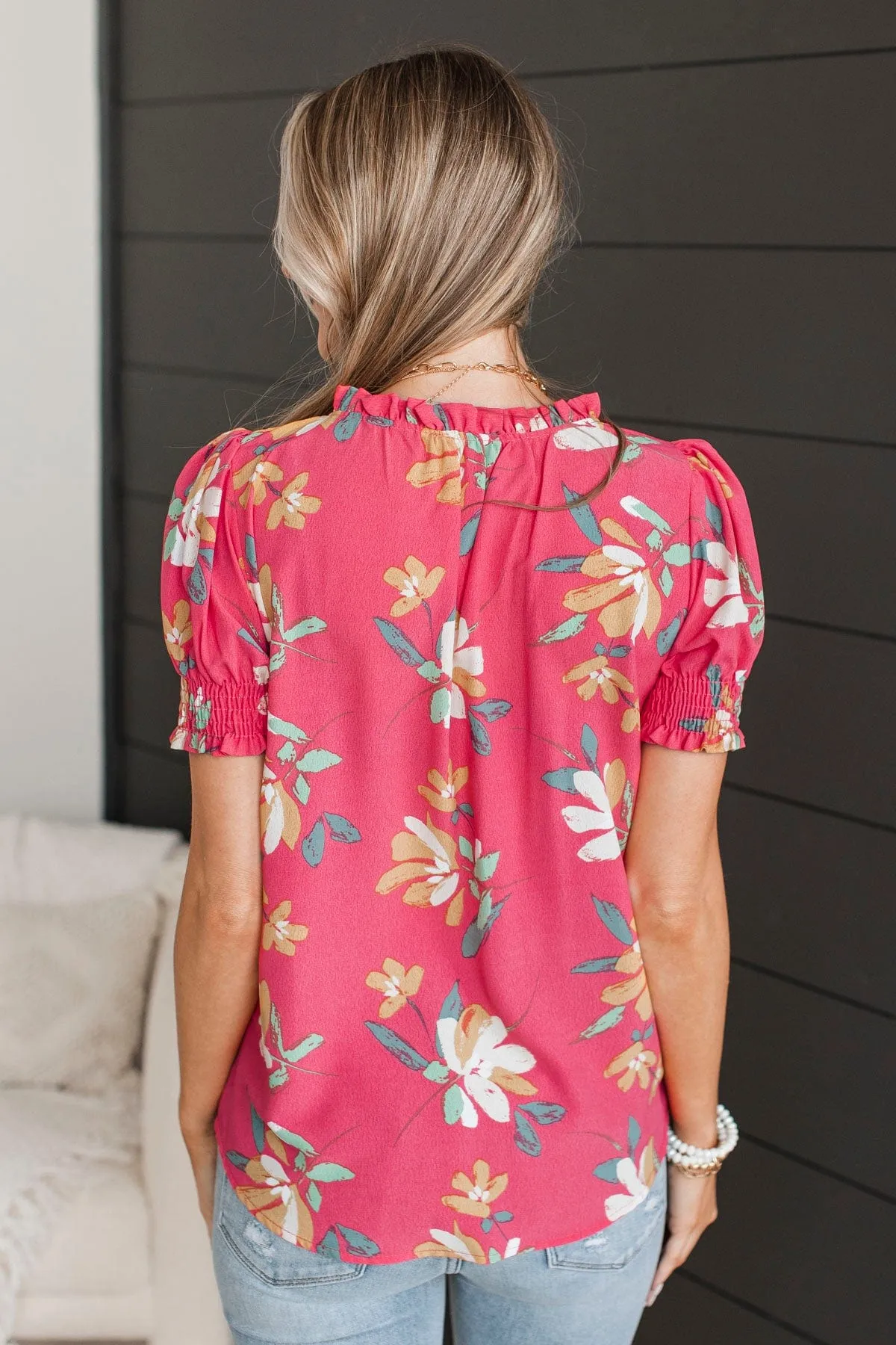 On My Agenda Floral Blouse- Coral