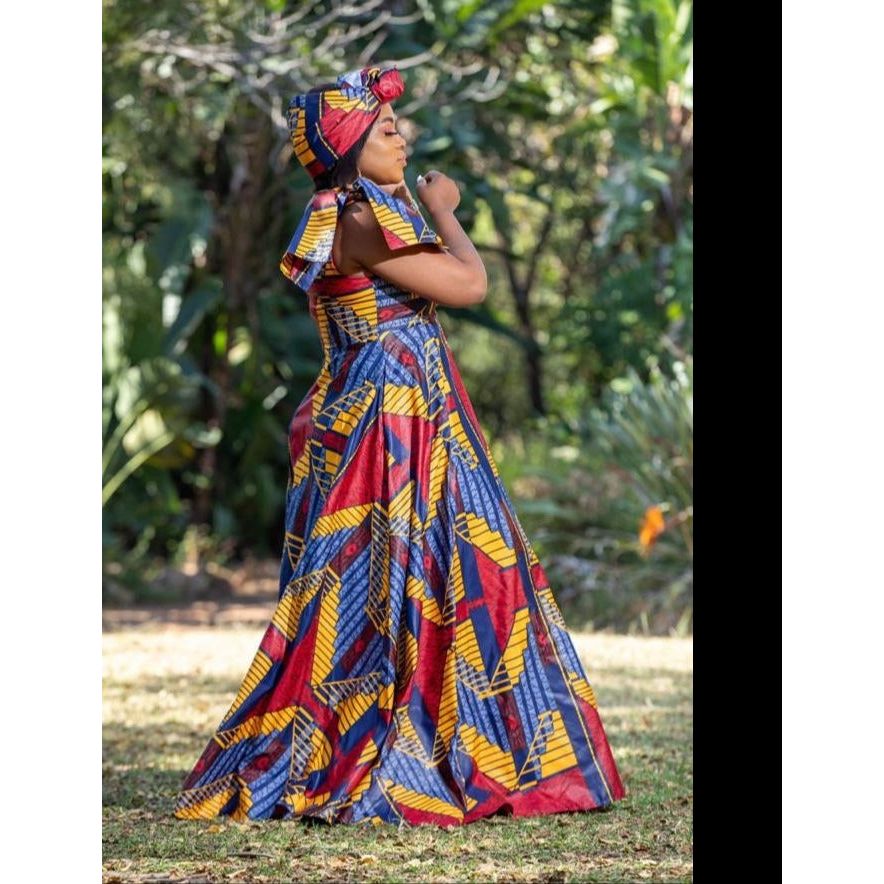 One Shoulder African Print Dress