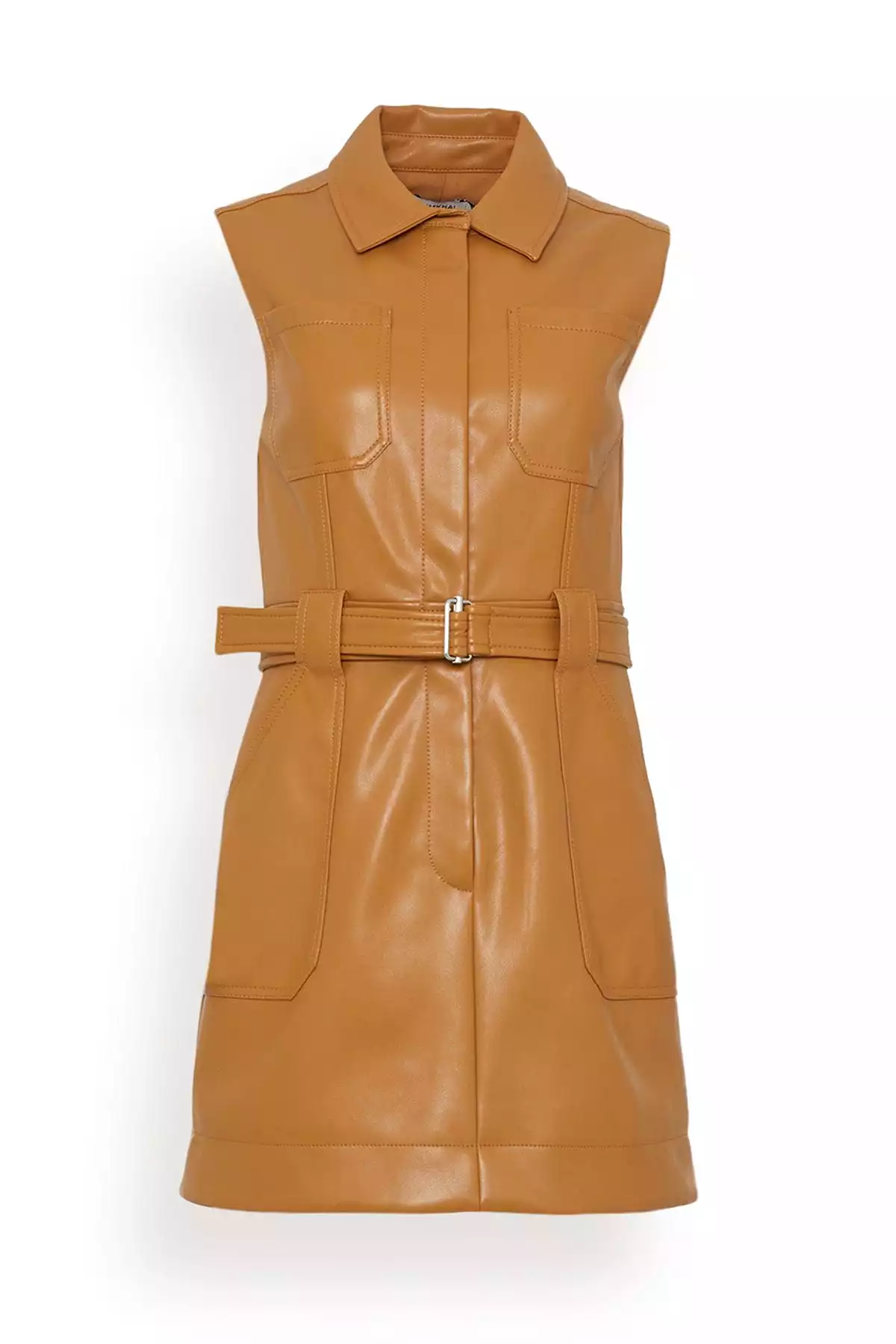 Pax Sleeveless Belted Mini Dress in Hickory