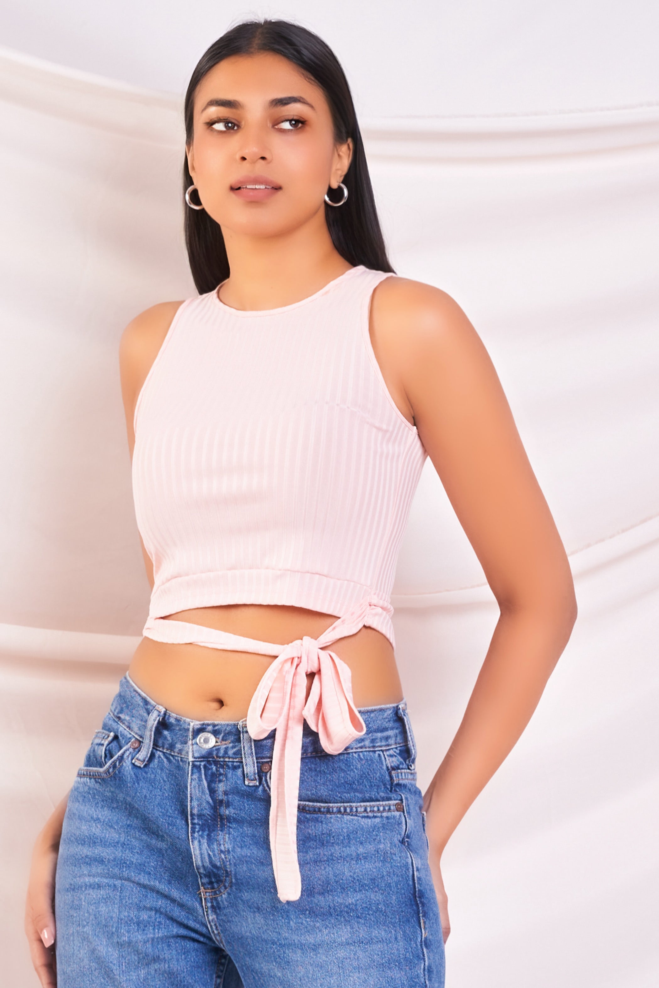 Pink Ribbed Crop Top