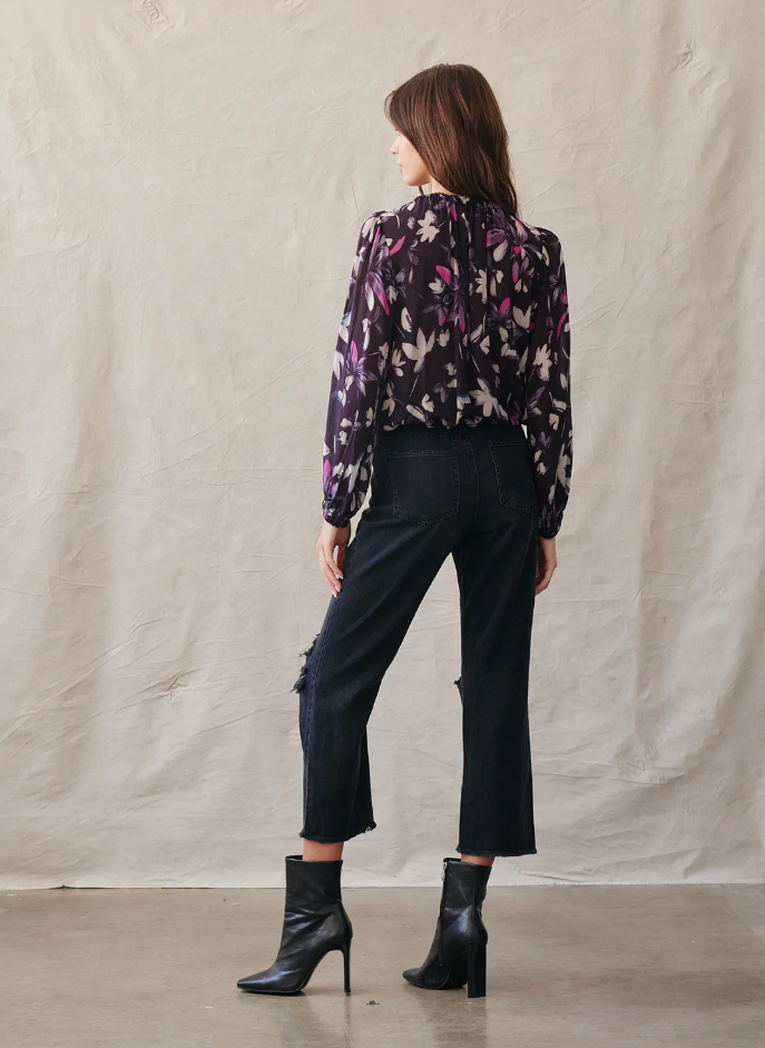 Plum Floral Print Dolby blouse