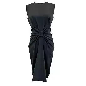 PradaBlack Crepe Wool & Silk Bow Detail Shift Dress XS/S