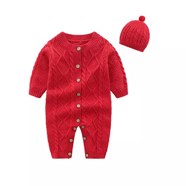 Pudcoco 2019 New 0-18M Kids Baby Boys Girls Warm Infant Romper Knit Solid Single Breasted Jumpsuit Clothes Sweater Outfit