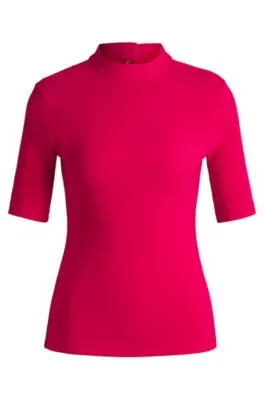 Ribbed-jersey slim-fit top with mock neckline