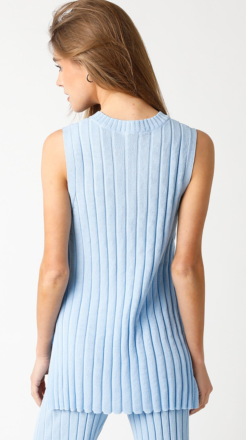 Ribbed Top in Sky Blue