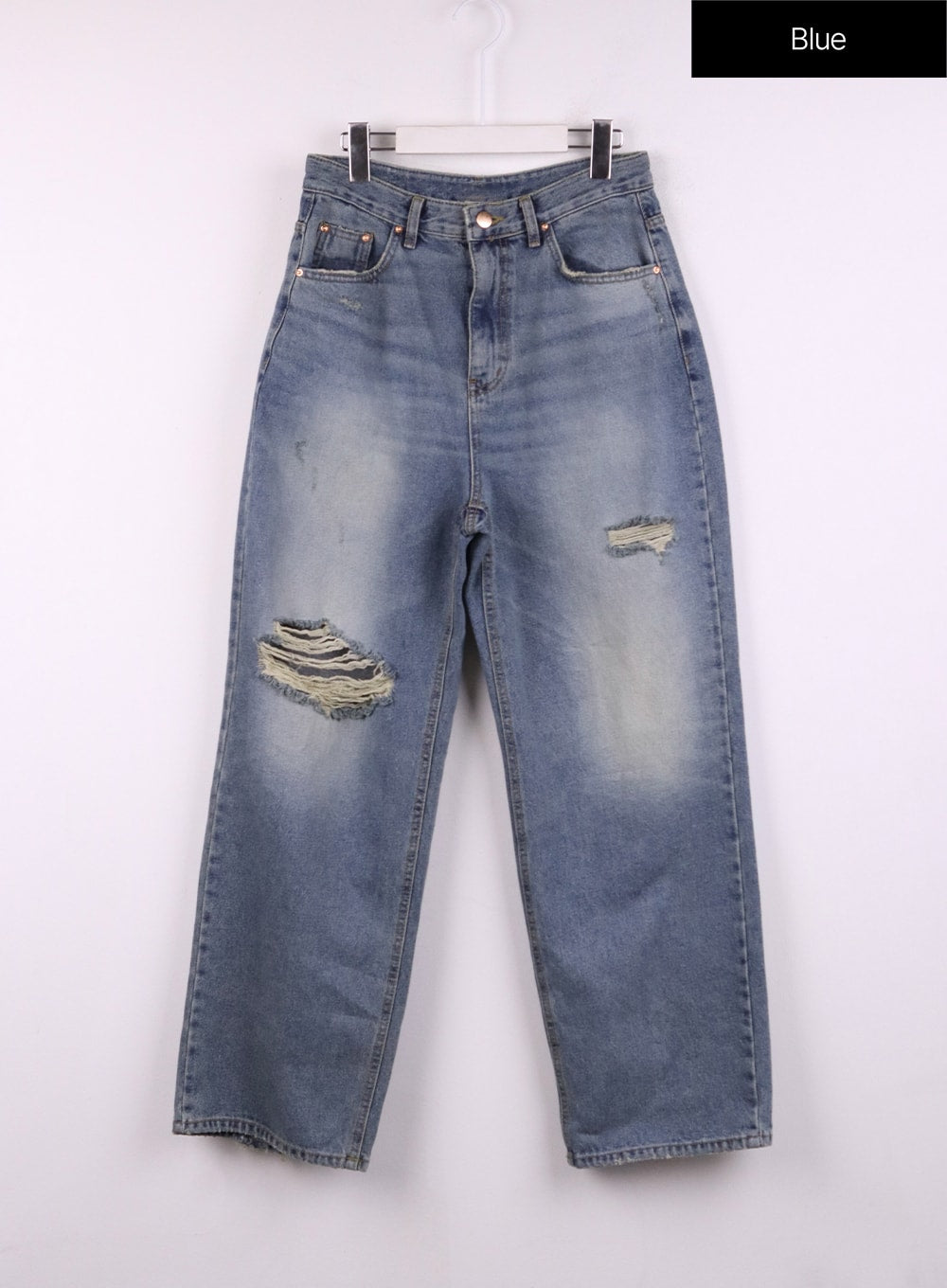 Ripped Washed Wide-Leg Jeans CJ426