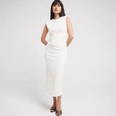 River Island Womens Cream Drape Shift Midi Dress