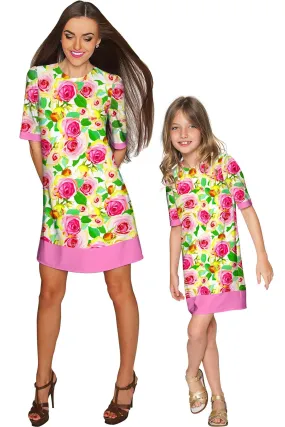 Rosarium Grace Shift Floral Mother and Daughter Dress