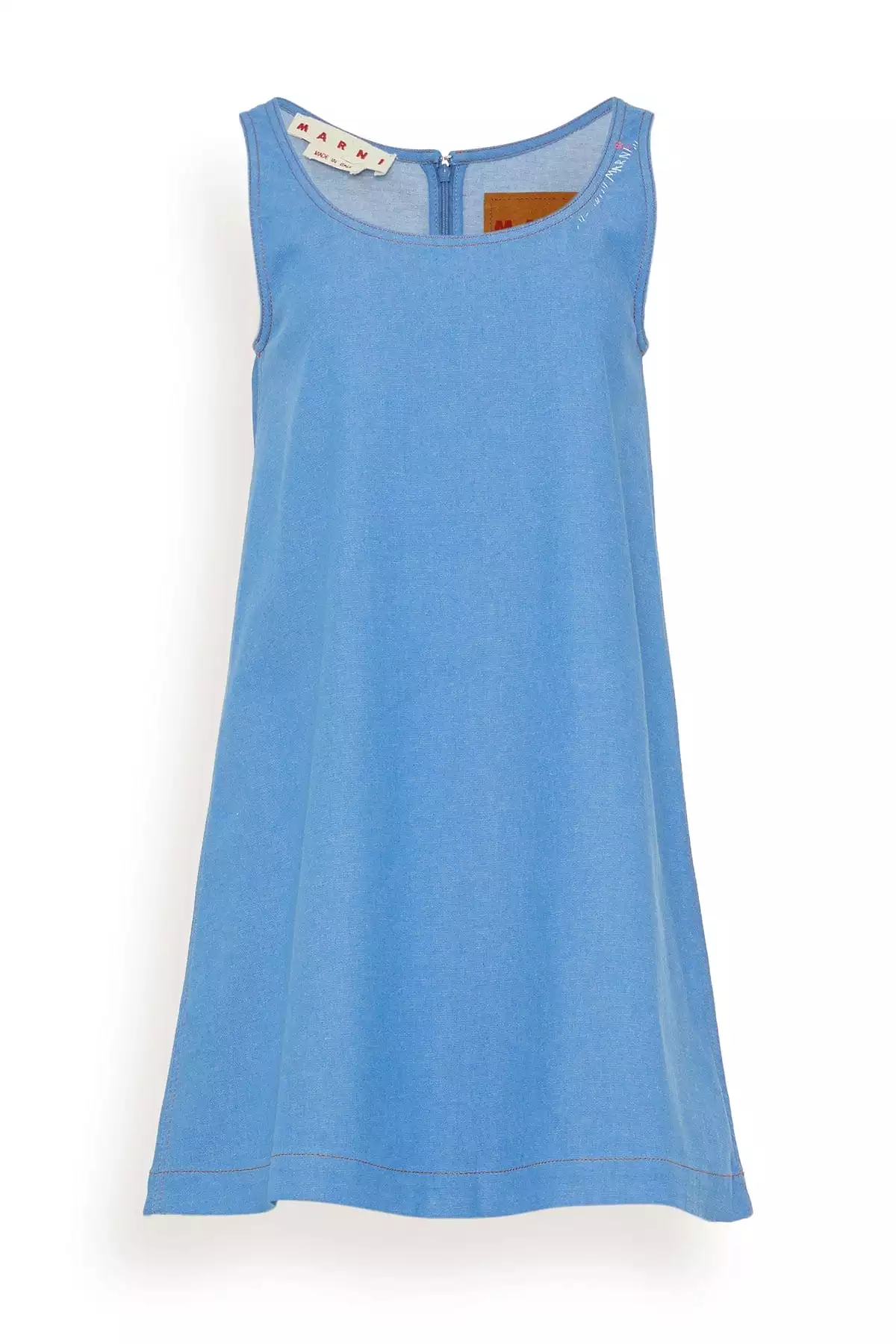 Sleeveless Denim Shift Dress in Azure