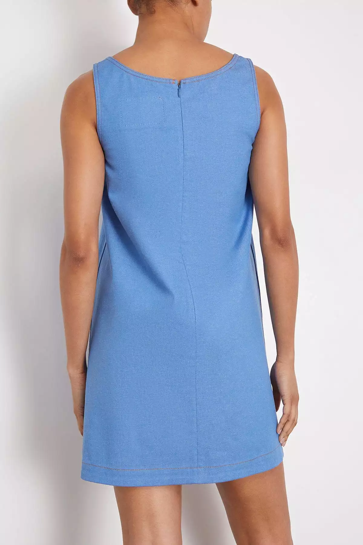 Sleeveless Denim Shift Dress in Azure