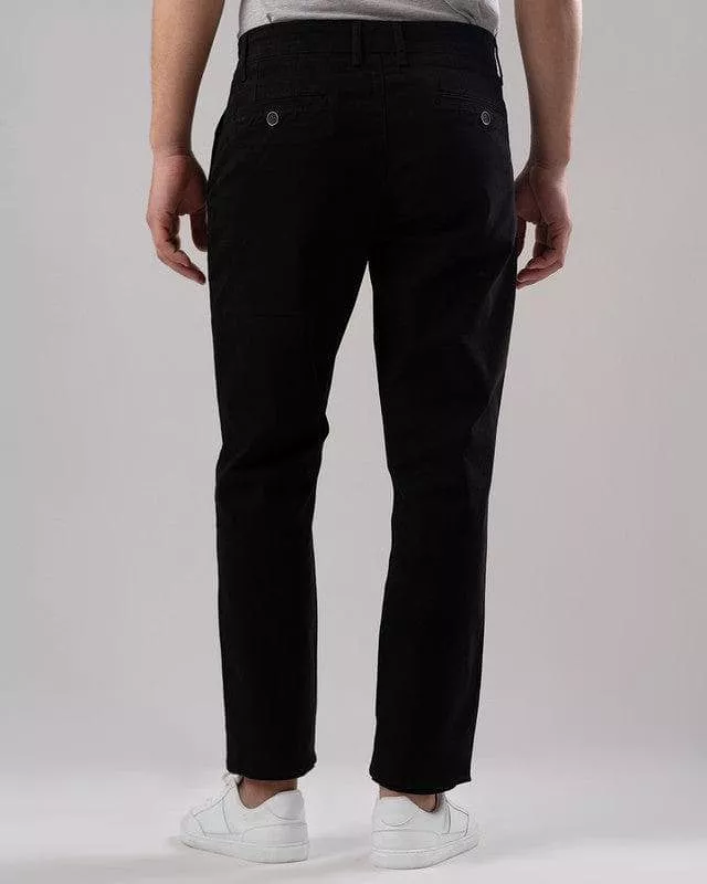 SLIM FIT CHINO TROUSERS  - BLACK