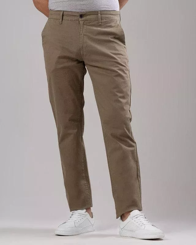 SLIM FIT CHINO TROUSERS  - KHAKI