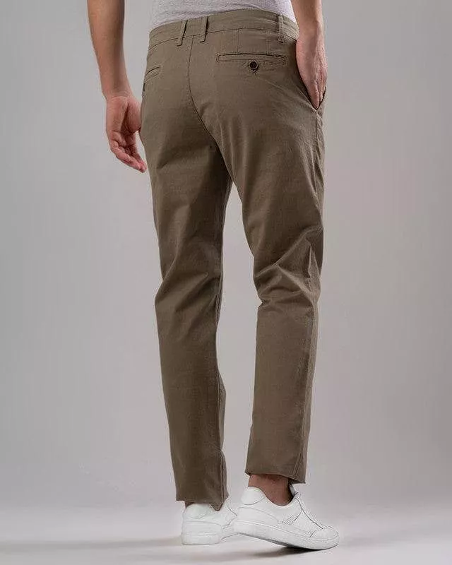 SLIM FIT CHINO TROUSERS  - KHAKI