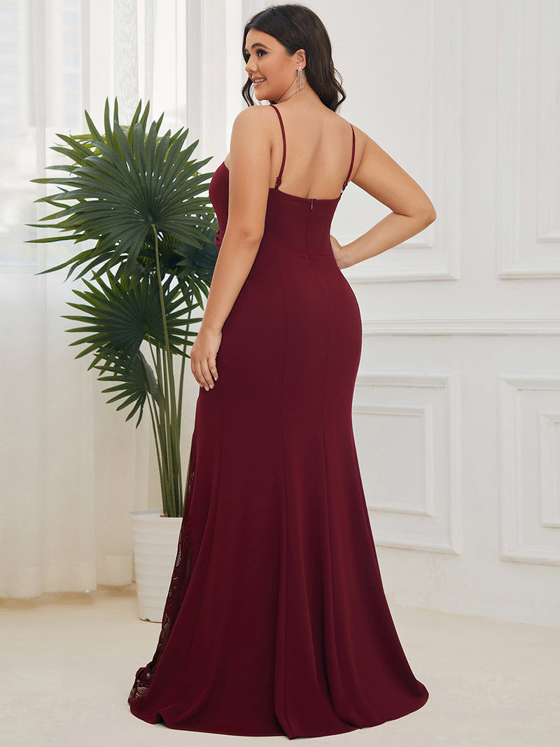 Spaghetti Strap V Neck Fishtail Evening Dresse Style AE00061BD0L