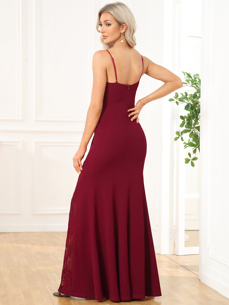 Spaghetti Strap V Neck Fishtail Evening Dresse Style AE00061BD0L