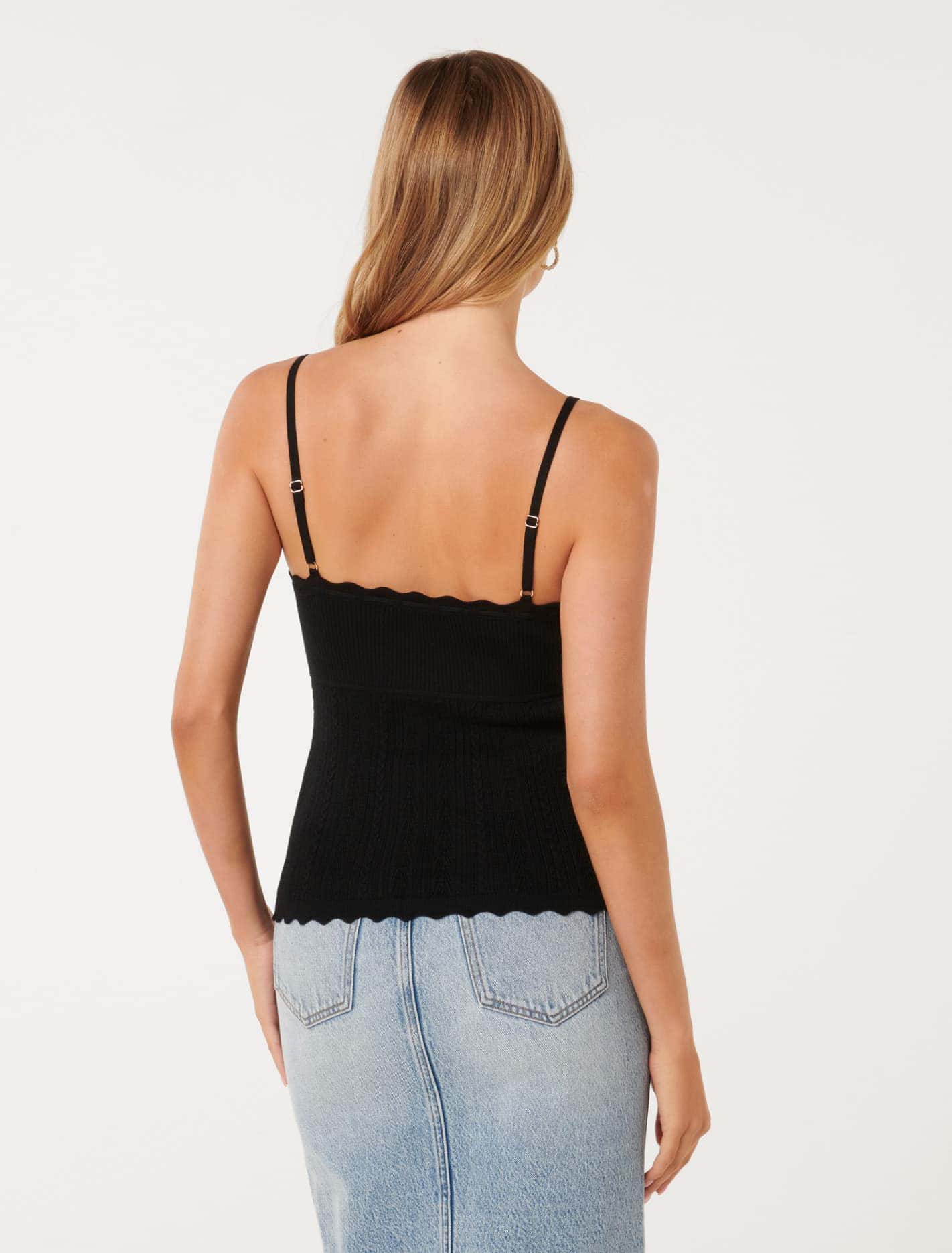 Stacie Scallop Detail Knit Cami Top