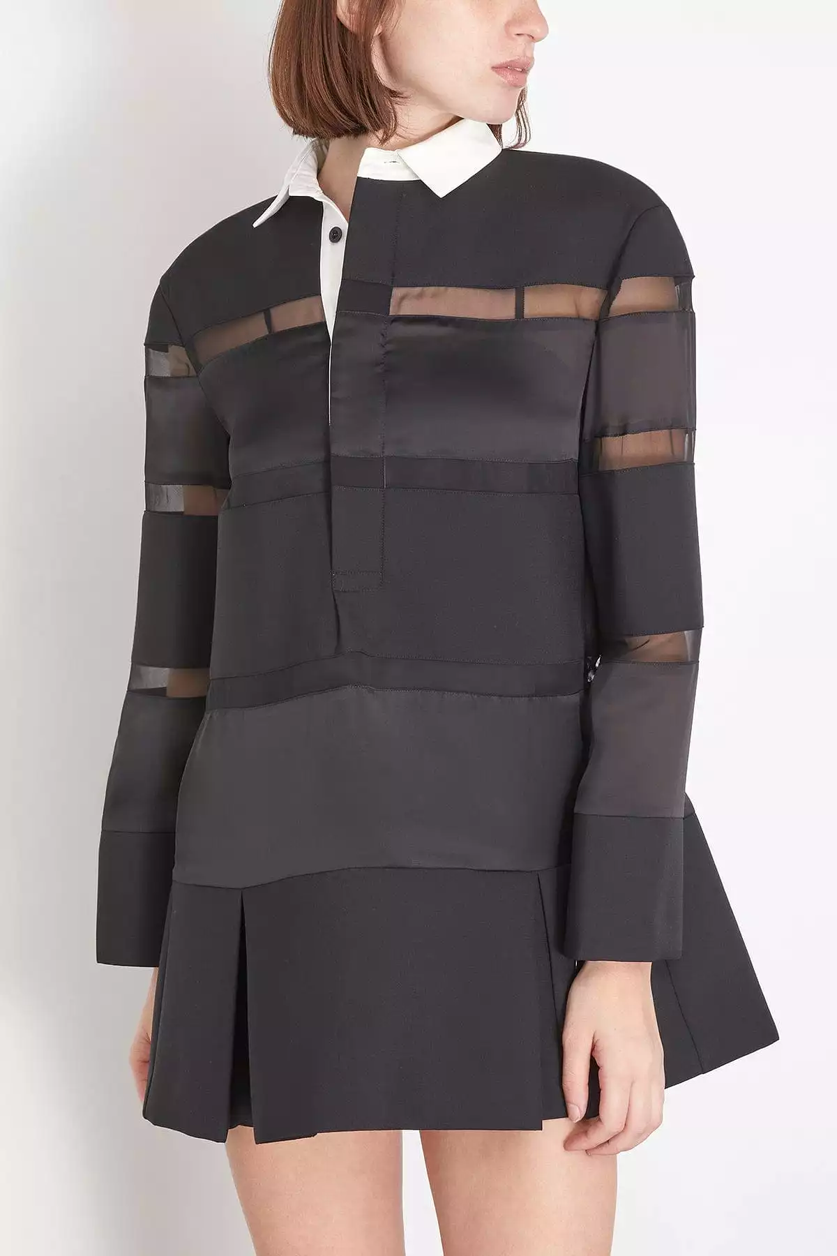 Suiting Bonding Rugby Shirt Dress in Black