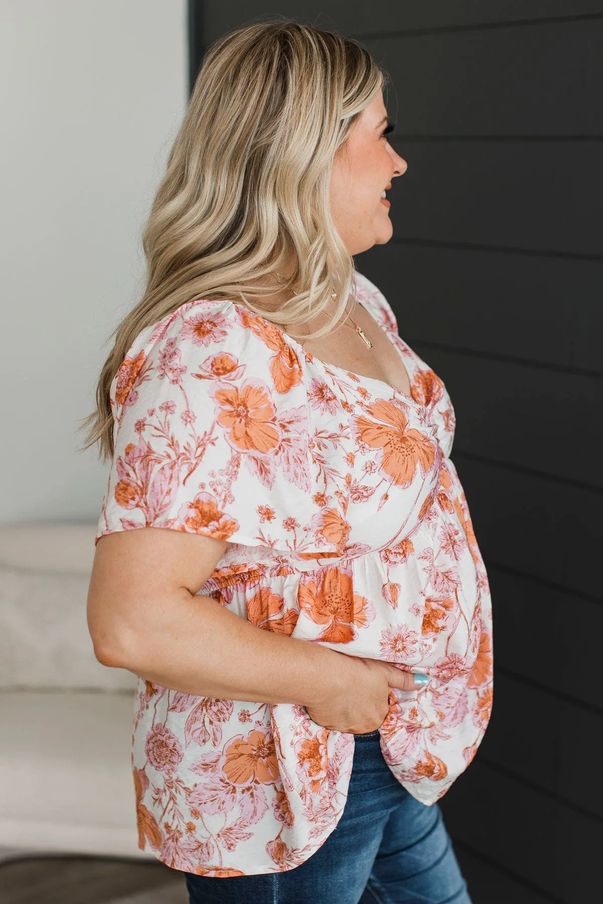 Summer's In The Air Floral Blouse- Apricot