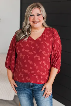 Sweet Compliments Floral Blouse- Marsala