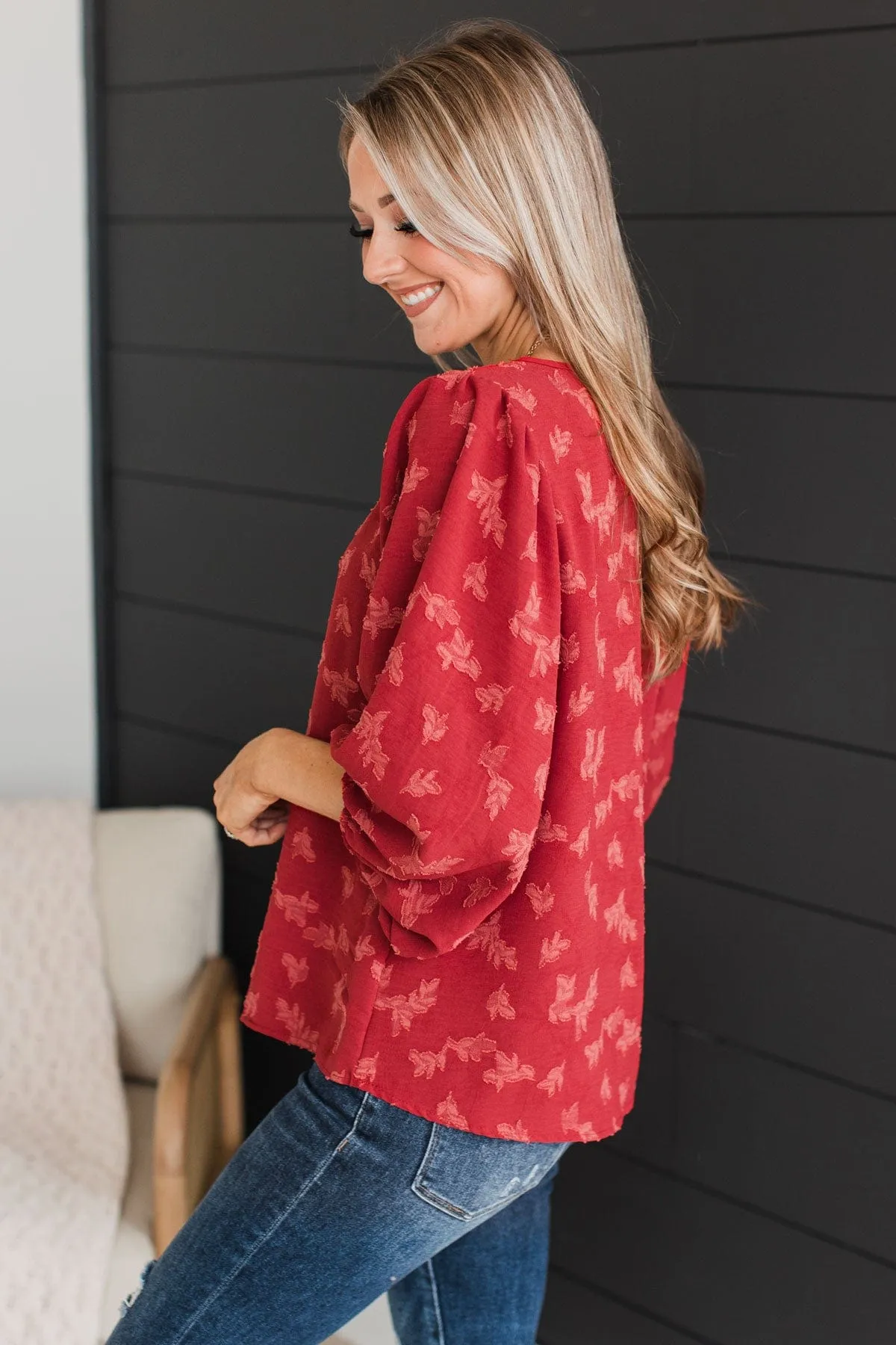 Sweet Compliments Floral Blouse- Marsala