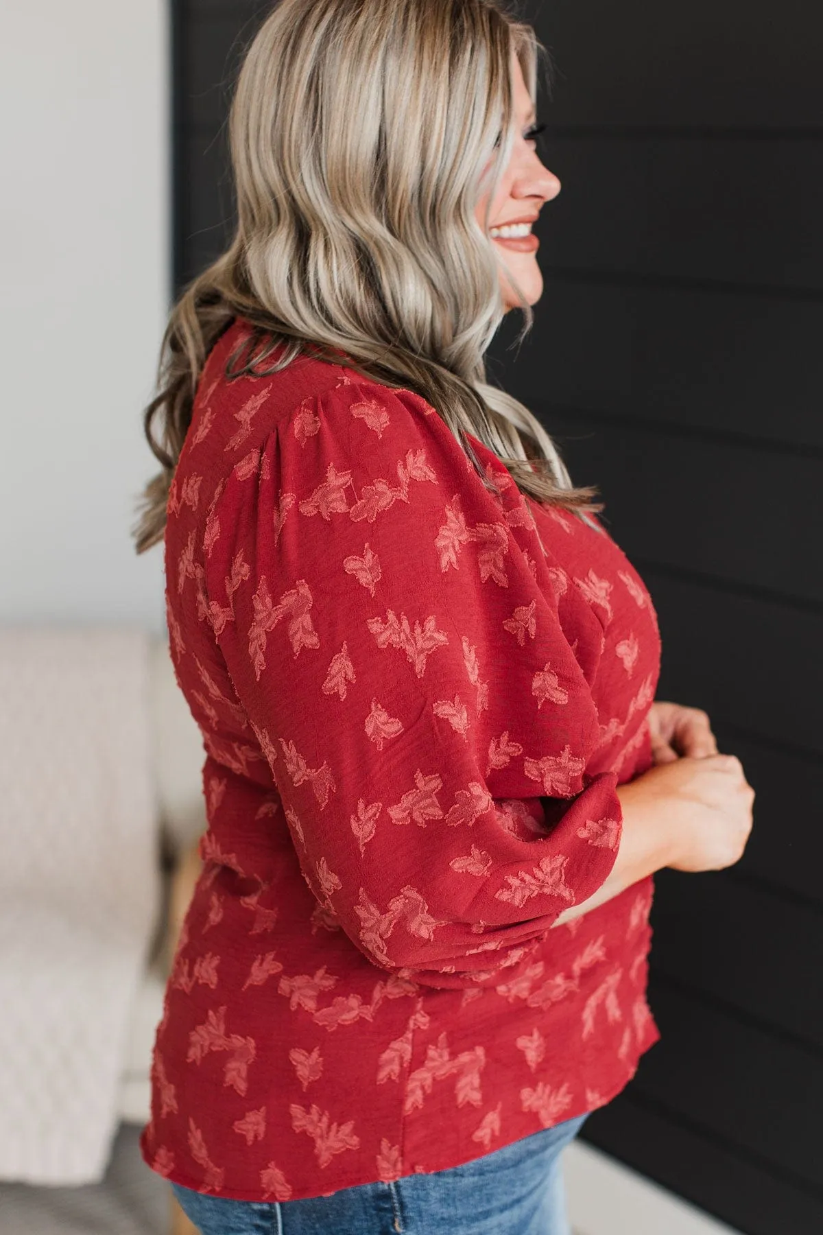 Sweet Compliments Floral Blouse- Marsala