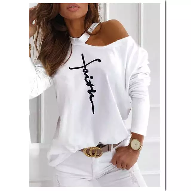 T-shirt Fashion Letter Printed Top Round Neck Funny T-shirt