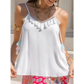 Tassel V-Neck Spaghetti Strap Cami