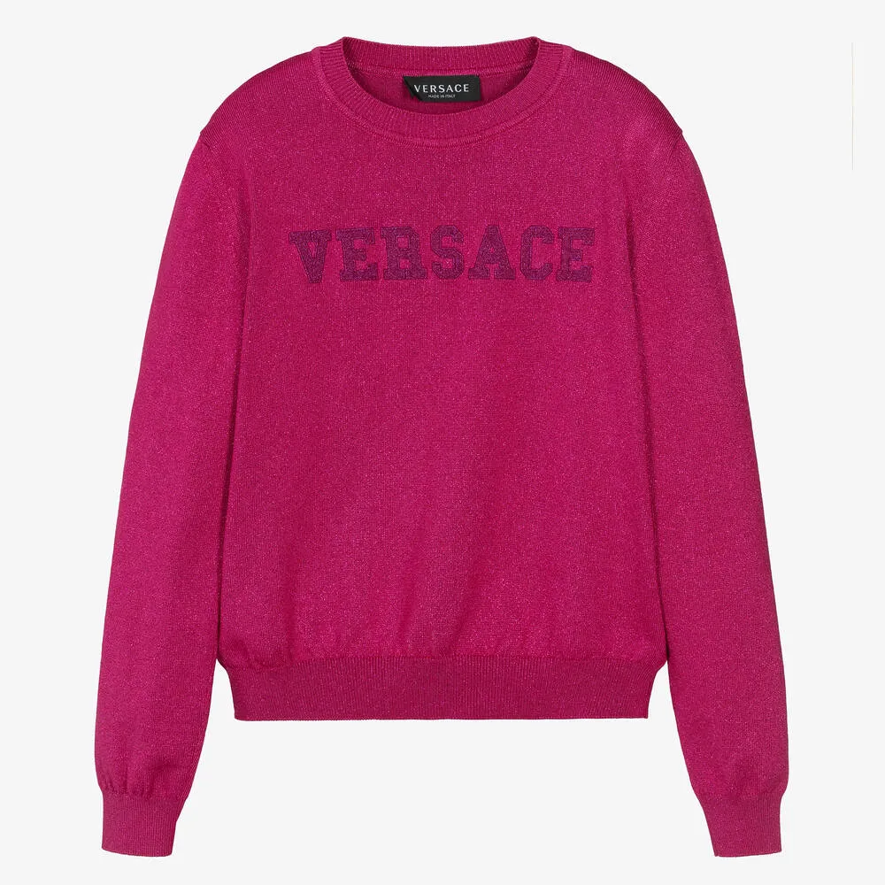 Teen Girls Pink Glitter Sweater