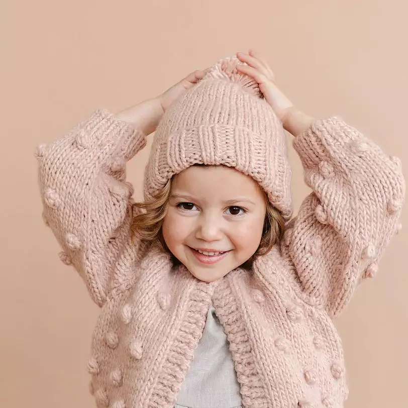 The Blueberry Hill Popcorn Cardigan Sweater - Blush